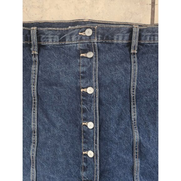 Old Navy Button Front A-line Cotton High Rise Denim Jean Skirt Plus Size 28 4X - Picture 5 of 12